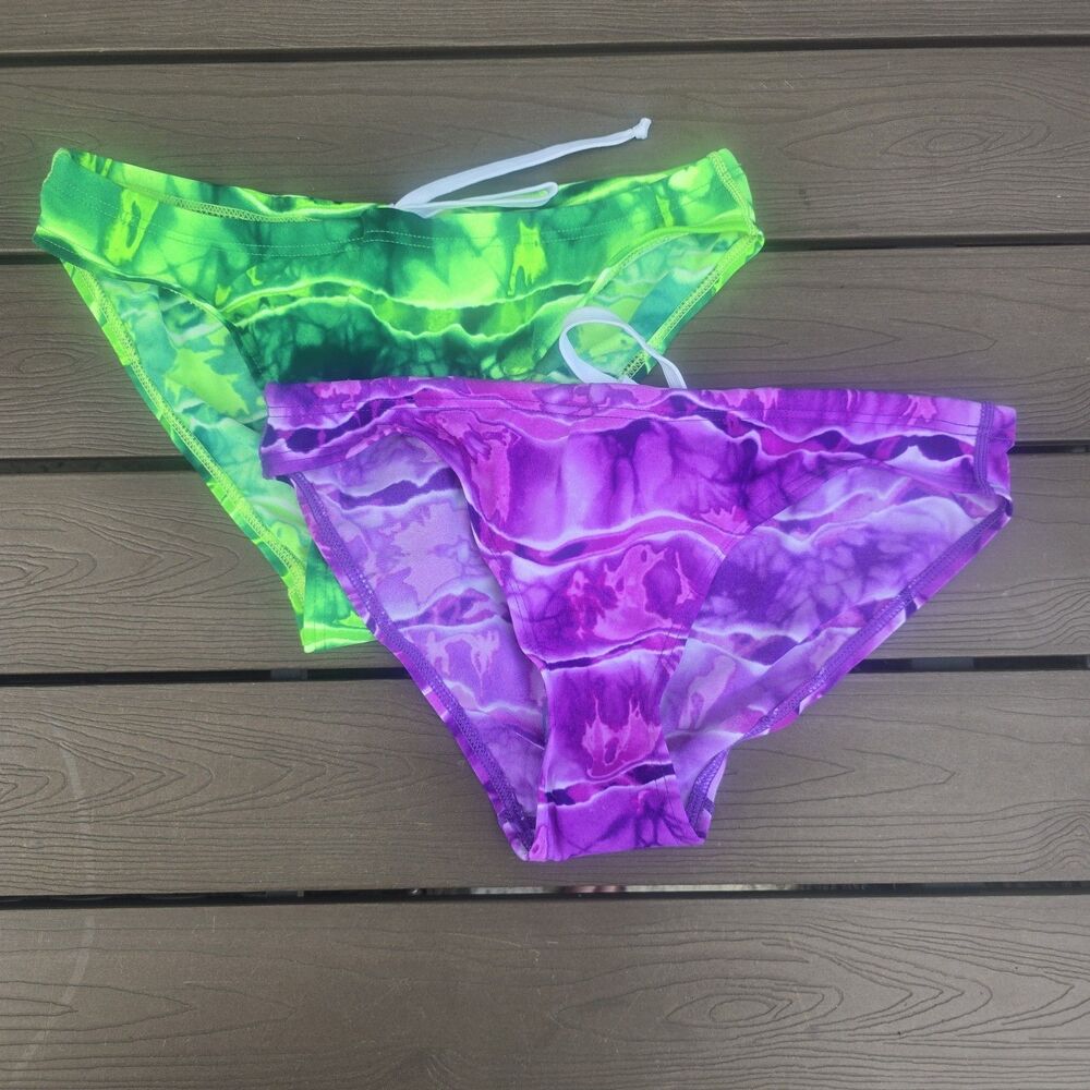 TYR Women's Admiral Purple/Green Workout Bikinj Bundle Sz M New No Tag
